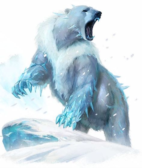 Polar Bear Drawing, Snow Monster, Polar Bear Art, Mystical Animals, Il Re Leone, Bear Drawing, Heroic Fantasy, Fantasy Beasts, Monster Concept Art