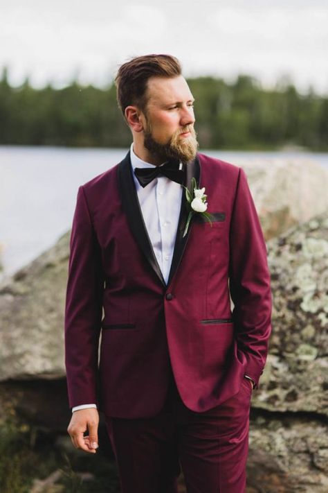 Jewel Tone Ontario Wedding at Lake of the Woods Raspberry Wedding, Lake Of The Woods, Rustic Wedding Details, Wedding At Lake, Soul Photography, Nontraditional Wedding Dress, Maroon Wedding, Ontario Wedding, Country Style Wedding