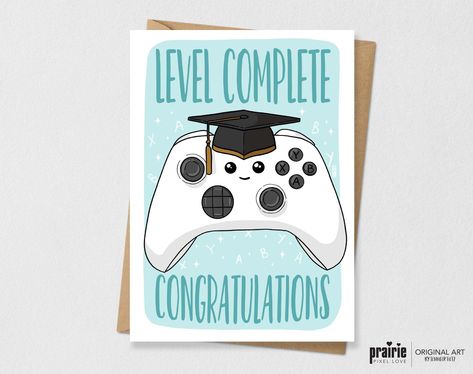 Gamer Graduation Card, Funny Grad Card, Gamer Card, Xbox Card, Controler Card, Gamer, Graduation Card, Geeky Card, Geeky Graduation Card - Etsy Xbox Card, Graduation Card Funny, Funny Graduation Cards, Funny Presents, Grad Cards, Graduation Funny, Graduation Card, Watercolor Art Lessons, Graduation Cards