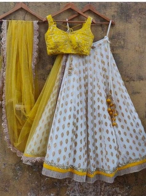 Premium Ivory White and Yellow Green Orange Color | Etsy Indian Designer Lehenga, Ruffle Lehenga, White Lehenga Choli, Lehenga Choli Designs, Indian Wedding Lehenga, Lehenga Crop Top, Georgette Lehenga, Indian Lehenga Choli, Yellow Lehenga