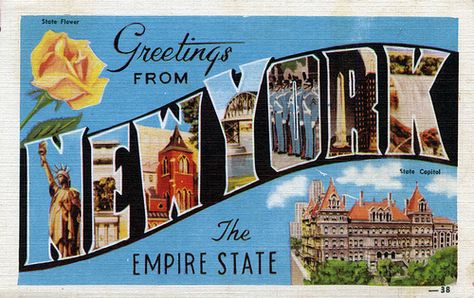 Greetings from New York, The Empire State - Large Letter Postcard State Artwork, New York Print, New York Poster, New York Art, Large Letters, New York Post, Post Card, Post Cards, Vintage Postcards