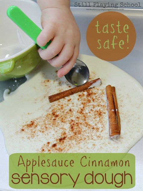 Still Playing School: Applesauce Dough for Sensory Play Apple Theme Activities, Kid Activites, Preschool Apple Theme, Apple Lessons, Sensory Dough, Apple Preschool, Apple Unit, Apple Activities, Playdough Recipe