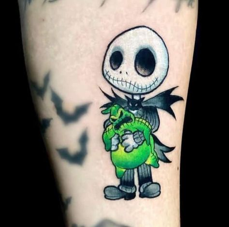 Jack Sally And Oogie Boogie Tattoo, Halloween Disney Tattoo Ideas, Small Nbc Tattoo, Nightmare Before Christmas Tattoo Color, Halloween Stitch Tattoo, Oogie Boogie Flash Tattoo, Oogie Boogie Man Tattoo, Cute Oogie Boogie Tattoo, Oggie Boogie Tattoo