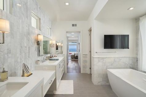 Dream Bathroom Luxury, Master Bath Design, Tv In Bathroom, Beachfront Home, Primary Bathroom, Master Bath Remodel, Bathroom Pictures, Bathroom Layout, Home Additions