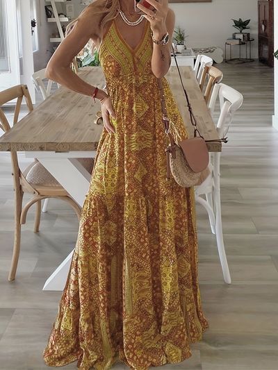 Temu | Explore the Latest Clothing, Beauty, Home, Jewelry & More Bohemian Print Dress, Long Dresses Elegant, Boho Dresses Long, Bohemian Print, Beach Maxi Dress, Vestidos Vintage, Slip Skirt, Style Maxi Dress, Boho Summer