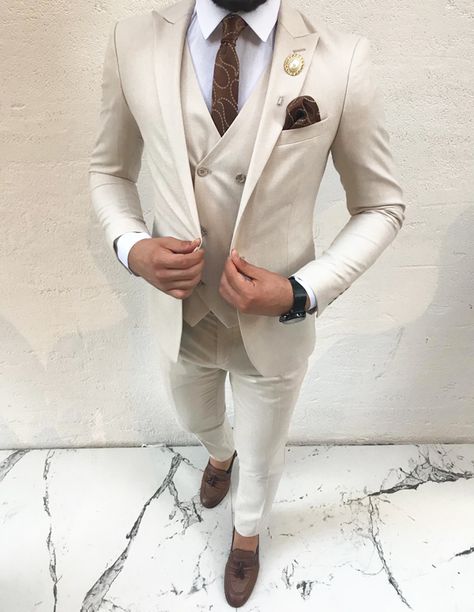 Wedding Suit Men, Men Wedding Dress, Men Wedding Suit, Wedding Dress Luxury, Beach Wedding Suits, Luxury Suit, Cream Suit, Groom Wedding Attire, Beige Suits