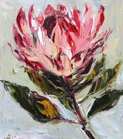 Protea Painting, Protea Art, Flower Paintings, Painting Landscape, Ink Drawings, Art Flowers, Abstract Oil, Oil Painting Abstract, Oil Painting Landscape