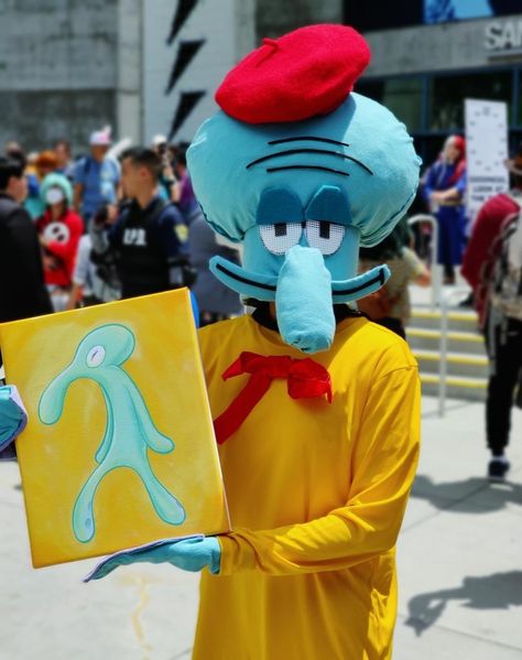 Squidward Makeup Look, Squidward Halloween Costume, Handsome Squidward Costume, Squidward Cosplay, Squidward Costume, Fancy Squidward, Squidward Tentacles, Spongebob Memes, Spongebob Squarepants