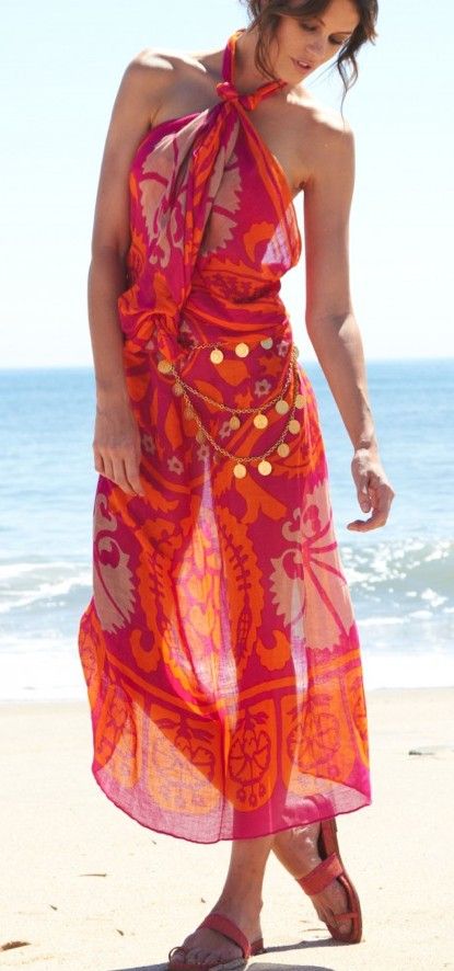 How to wear a large scarf as a halter dress / beach coverup. Tutorial here http://youtu.be/lwmTlqHd-0I One Piece Outfits, Beach Party Outfits, Resort Chic, Resort Fashion, Large Scarf, One Piece Outfit, Dress Beach, Beach Resort, Summer Colors