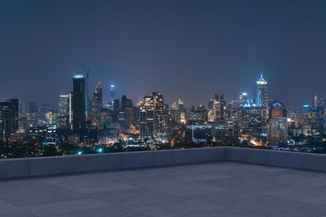 Rooftop Night, Bangkok Skyline, Display Mockup, City Downtown, Skyline View, Product Display, Top View, City Skyline, Vector Photo