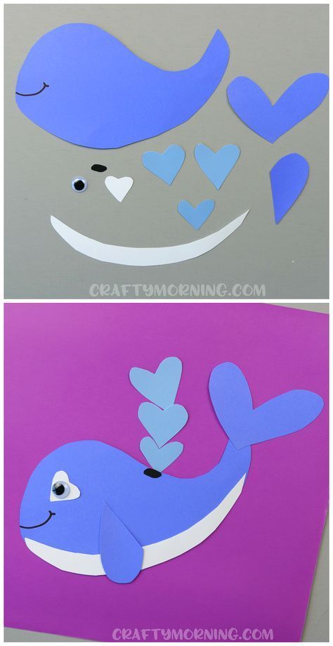 Whale Craft, Whale Crafts, Crafty Morning, February Crafts, Animal Art Projects, Valentine Craft, Valentine's Day Crafts For Kids, Preschool Valentines, Valentine Crafts For Kids