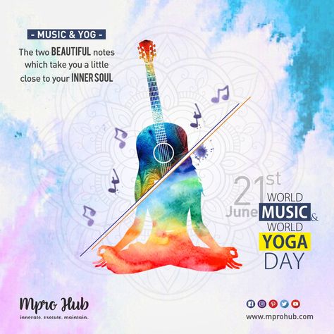 The two beautiful notes which take you a little close to your inner soul.  Happy #InternationalYogaDay and #WorldMusicDay!  #MproHub #Creatives #Brochure #Design #Logo #Brands #Graphics #GraphicDesigning #Digitalcreatives Yoga And Music Day Poster, World Music Day Creatives, World Music Day Poster, Music Day Poster, Yoga Day Creative, Funny Brother Quotes, World Yoga Day, World Music Day, Music Day