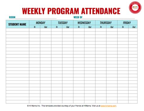 Daycare Sign In Sheet - Attendance Sheet Templates | HiMama Daycare Sign In Sheet, Employee Schedule Template, Attendance Sheets, Daycare Printables, Daycare Signs, Sign Out Sheet, Daycare Business Plan, Sign In Sheet Template, Home Day Care