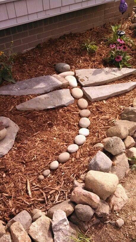 Creativity with rocks in the garden. Dragon fly rock formation and decor Garden With Rocks, Gardening Design, Rock Garden Landscaping, Garden Yard Ideas, Garden Path, Garden Crafts, Lawn And Garden, Shade Garden, Rock Garden