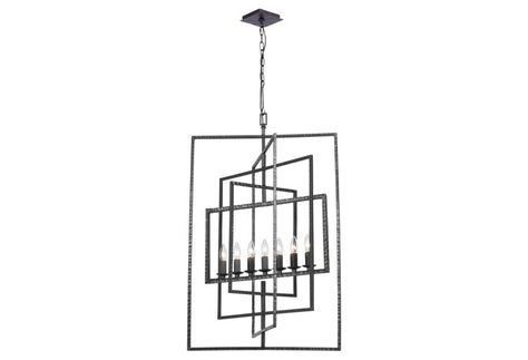 Capri 7 Light Chandelier, Raw Steel Steel Chandelier, Foyer Pendant Lighting, Wide Chandelier, Crystorama Lighting, Lights Hanging, Transitional Lighting, Rectangle Chandelier, Contemporary Pendant Lights, Candle Style Chandelier