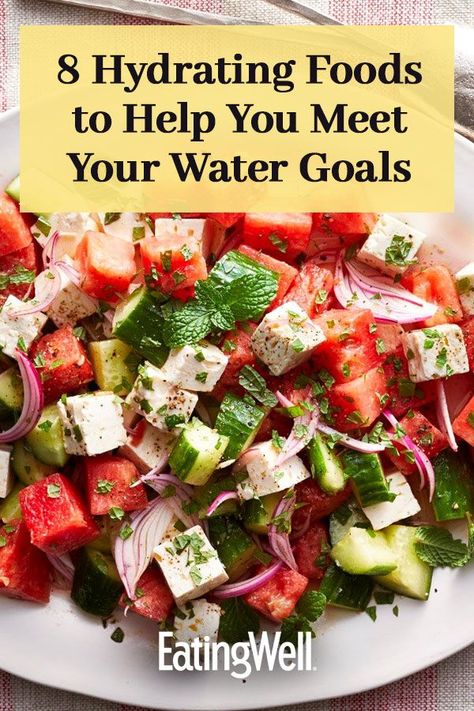 Watermelon Cucumber Feta Salad, Water Goals, Cucumber Feta Salad, Hydrating Foods, Drink Enough Water, Healthy Hydration, Post Workout Snacks, Watermelon Recipes, Feta Salad