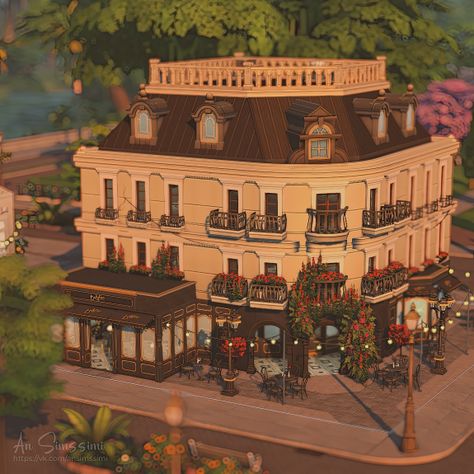 ��⭐🥂 Ресторан "Чёрное золото" | NO CC - An Simssimi | Boosty Sims 4 Romantic Restaurant, Sims 4 Restaurant Build, Sims 4 Willow Creek, Sims 4 Inspiration, Sims 4 Build Ideas, Casas The Sims 4, Sims 4 Builds, Sims Builds, Sims 4 Ideas