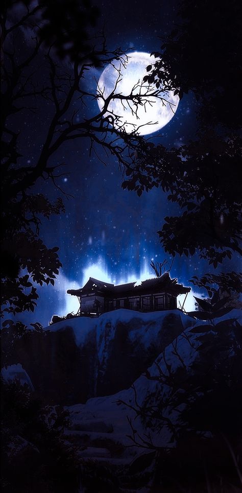 Japan Moon Aesthetic, Blue Creepy Wallpaper, Manhwa Wallpaper Aesthetic Dark, Dark Blue Aesthetic Anime Wallpaper, Blue Dark Wallpaper Aesthetic, Black And Blue Wallpaper Backgrounds, Dark Blue Moon Wallpaper, Dark Blue Moon Aesthetic, Midnight Wallpaper Aesthetic