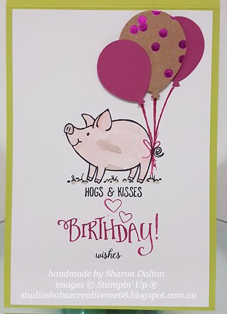 Studio Shabaz - CreativeMe68: Global Stamping Friends Bloghop - Kids Cards Pig Cards, Hand Made Greeting Cards, Pig Birthday, Birthday Kids, This Little Piggy, Making Greeting Cards, Kids Birthday Cards, Stamping Up Cards, Animal Cards