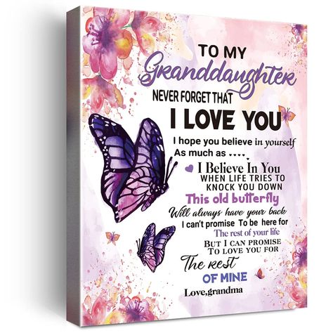 PRICES MAY VARY. GIFT IDEA:Granddaughter Emotional verse Gifts from Grandma.These Granddaughter Birthday Gifts from Grandma might make Granddaughter cry when she reads the sentimental poem that tells her how much she means to you.Every time Granddaughter sees the sign in her room it will be a great reminder of our relationship and allows you to stay connected year round. HIGH QUALITY: HD prints on premium canvas, each panel of canvas prints already stretched on solid wooden frames. Ready to hang Granddaughter Gifts, Framed Poster Wall, To My Granddaughter, Living Room Themes, Poppy Painting, Granddaughter Gift, Fashion Wall Art, Room Decorations, Framed Poster