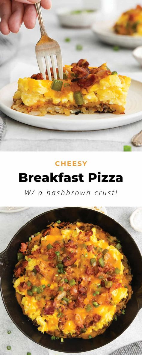 Breakfast Pizza Hashbrown Crust, Iron Skillet Breakfast, Pizza For Breakfast, Cheesy Breakfast, Cheddar Recipes, Breakfast Pie, Breakfast Pizza Recipe, Breakfast Hashbrowns, Pizza Ingredients