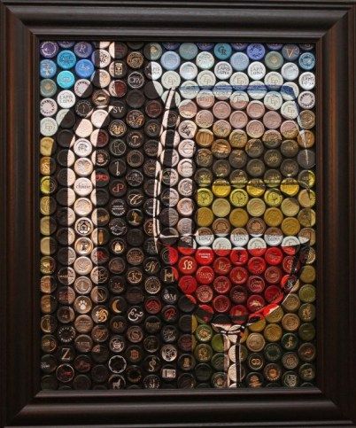 Vino Mosaics Napa Beer Cap Decor, Bottlecap Art, Alpine Decor, Beer Bottle Cap Crafts, Bottle Top Crafts, Nespresso Crafts, Wine Closet, Wine Cork Art, Valley Landscape