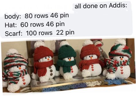 Addi Knitting Machine Christmas Projects, Addi Egg Knitting Machine Projects, Knitting Machine Snowman, Knitting Machine Christmas, Loom Knitting Patterns Free, Addi Machine, Christmas Knitting Projects, Crochet Hat Sizing, Addi Knitting Machine