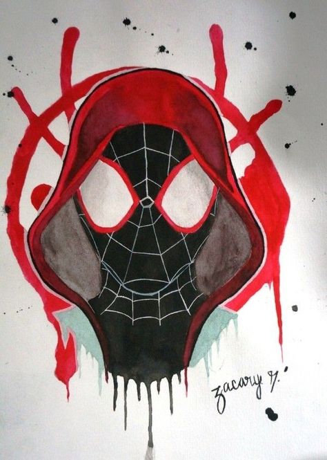 Spiderman Canvas Art, Miles Morales Drawing, Spiderman Sketches, Spiderman Painting, Marvel Art Drawings, Spiderman Miles Morales, Spiderman Miles, Miles Spiderman, Image Spiderman