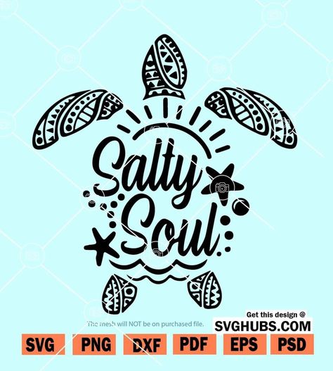 Salty Soul Tattoo, Sand Dollar Tattoo, Sea Turtle Svg, Beachy Tattoos, Salty Soul, Sea Logo, Turtle Tattoo Designs, Soul Tattoo, Typo Poster