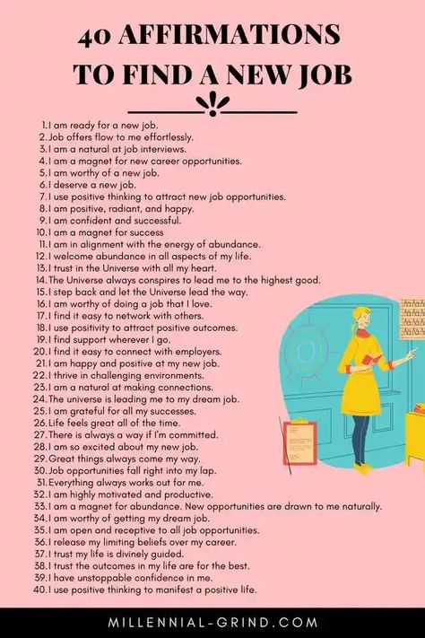 Career Affirmations, Finding A New Job, Spiritual Manifestation, Daily Positive Affirmations, Manifestation Board, Manifestation Journal, Self Love Affirmations, Positive Self Affirmations, Love Affirmations