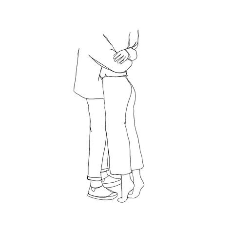 Boyfriend Girlfriend Sketch, Lovers Hugging Drawing, Two People Kissing Drawing Simple, Long Distance Love Drawing, Romantic Easy Drawings, Boyfriend Sketchbook Ideas, Couple Dancing Doodle, Forhead Kiss Drawings, 2 People Sketch