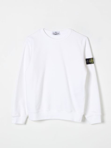 Sweater STONE ISLAND JUNIOR Kids color White Stone Island Sweater, Stone Island Junior, Italian Fashion Designers, White Sweater, Kids Sweater, Stone Island, White Stone, White Sweaters, Italian Fashion