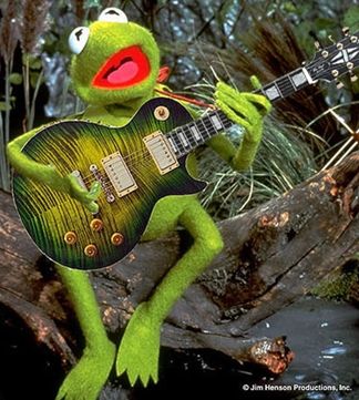 Guitar Playing Muppets Kermit Frog Playing Guitar, Graduation Drawing, Kermit And Miss Piggy, Kermit Funny, Guitar Playing, Music Ideas, Miss Piggy, Kermit The Frog, Green Frog