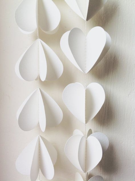 Heart Strings 3D Paper Mobile Hen Decorations, 3d Paper Hearts, 3d Mobile, Paper Mobile, Paper Party Decorations, Wedding Bunting, 2 Hearts, Bridal Shower Decor, Paper Craft Diy Projects