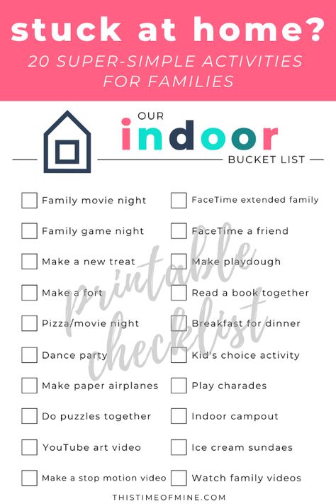 Stuck at home? This Indoor Bucket List is filled with simple and fun activities to keep the whole family entertained, all without even leaving the house! Bucket lists | family time | kids | children | parents | parenting | spend time together | ideas | printable | winter | summer | families | budget | stuck inside #printable #bucketlist #parenting #thistimeofmine Bingo Template, Bucket List Family, Mom Group, Family Fun Night, Intentional Parenting, Family Engagement, Activities Preschool, Stuck At Home, Stuck Inside