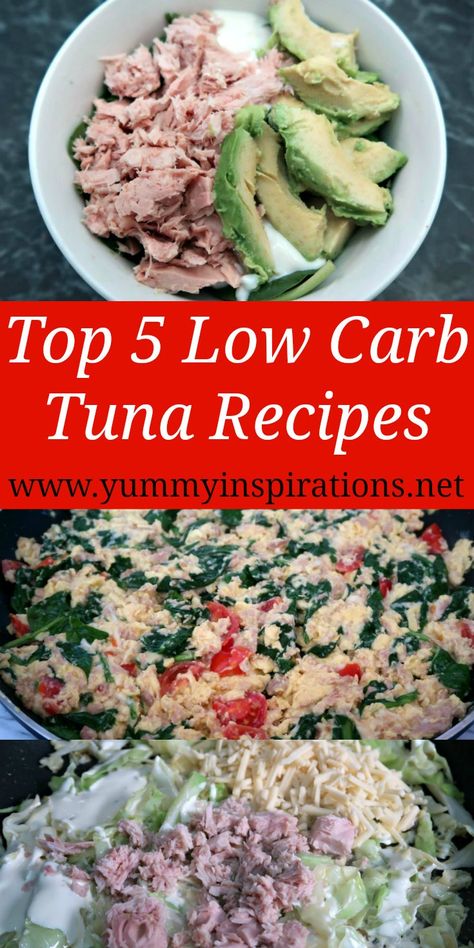 Top 5 Low Carb Tuna Recipes - Easy Keto Diet Canned Tuna Recipe Ideas Low Carb Tuna Recipes, Tuna Recipes Healthy, Canned Tuna Recipes Healthy, Tuna Lunch, Easy Keto Diet, Easy Tuna Recipes, Healthy Tuna Recipes, Tuna Dinners, Tuna Steak Recipes