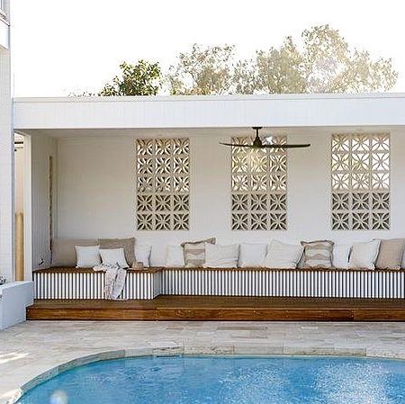 Pool Porch Decorating Ideas, Pool Areas Ideas, Kidney Pool, Kidney Shaped Pool Ideas, Barbacoa Jardin, Pool Gazebo, Kidney Shaped Pool, Pool Pergola, Pool Cabana