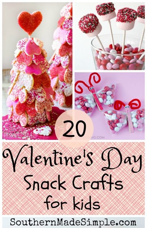 Valentine's Day Snack Crafts for Kids - Southern Made Simple Valentines Day Snack Ideas, Snack Ideas For Preschoolers, Snack Crafts For Kids, Kids Valentines Party, Snack Crafts, Valentine Snacks, Valentines Healthy Snacks, Valentines Party Food, Valentines Class Party