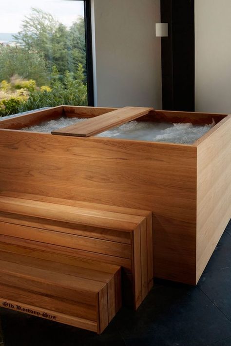 Ofuro | Modern, Japanese Style Wooden Hot Tub | Riviera Hot Tubs Modern Hot Tubs, Wooden Hot Tub, Indoor Hot Tub, Modern Japanese Style, Japanese Bathroom, Hot Tub Designs, Cedar Hot Tub, Japanese Soaking Tubs, Japanese Bath