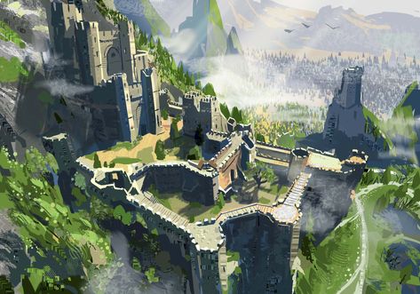 ArtStation - Kaer Morhen, Yury Solntsev Witcher Kaer Morhen, Kaer Morhen, Castle Minecraft, The Witcher Books, Minecraft Castle, Fantasy Book Series, Witcher 3, Fantasy Book, Fantasy City