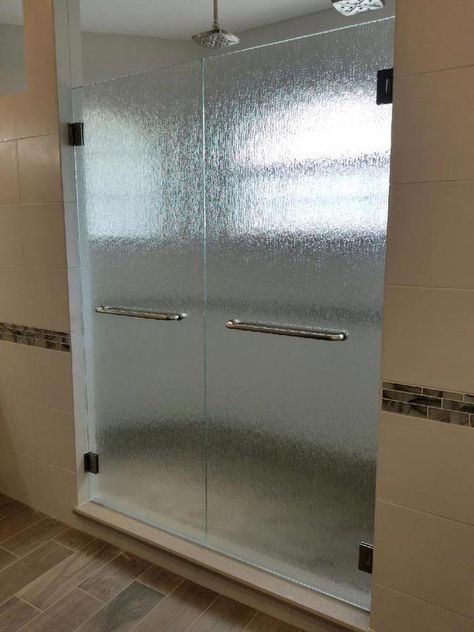 Double Glass Doors - Rain Glass - JV Shower Doors and More Privacy Shower Glass Door, Glass Doors For Bathroom, Textured Shower Glass Door Ideas, Showers With Frosted Glass Doors, Opaque Shower Doors, Rain Glass Shower Doors, Textured Shower Doors, Rain X Shower Door, Frosted Glass Shower Doors Frameless