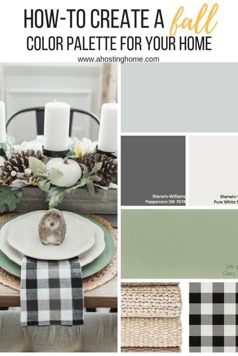 The Easy Way to Create a Fall Color Palette For Your Home | A Hosting Home Color Palette Gray, Rustic Color Palette, Color Palette Fall, Color Palette For Home, Color Palette Neutral, Farmhouse Color Palette, Home Color Palette, Kitchen Color Palettes, Colorful Kitchen Decor