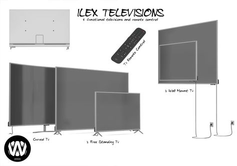 WONDYMOON — Ilex Televisions... Living Room Sims 4, Sims 4 Cc Furniture Living Rooms, Sims 4 Beds, Sims 4 Kitchen, Die Sims 4, Muebles Sims 4 Cc, The Sims 4 Pc, Sims 4 Bedroom, Sims 4 Clutter