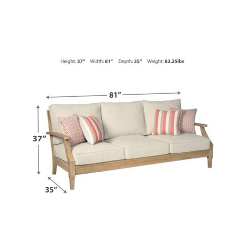 Red Barrel Studio® Rella 81'' Wide Outdoor Patio Sofa with Cushions & Reviews | Wayfair Outdoor Seating Set, Colorful Throw Pillows, Outdoor Loveseat, Beige Sofa, Eucalyptus Wood, Ashley Furniture Homestore, Outdoor Living Room, Living Room Set, Patio Sofa