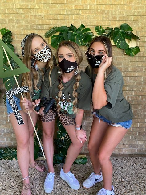 Jungle Day Spirit Week, Jungle Theme Spirit Week, Jungle Spirit Day Outfit, Welcome To The Jungle Theme Outfit, Jungle Outfit Costumes, Jungle Theme Outfit, Jungle Bid Day, Welcome To The Jungle Theme, Uv Outfit