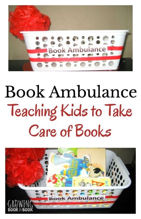 Teach kids to take care of books with this simple to make book ambulance. Plus, tips for repairing books that are damaged. Community Helpers Unit, Literacy Activities Preschool, Book Care, Community Workers, Childrens Poetry, Book Repair, Curriculum Planning, Preschool Literacy, Best Children Books