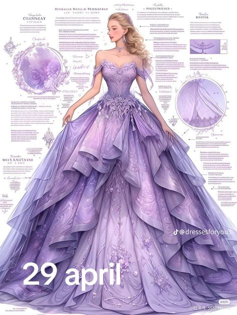 Gowns Drawing, Cute Group Halloween Costumes, Fantasy Outfits, Violet Dresses, Clothing Design Sketches, Fantasy Dresses, Theme Dress, Fashion Drawing Dresses, Fashion Illustration Dresses