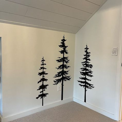 Pine Tree Forest Wall Decals Tree Wall Decals Forest Mural - Etsy Pine Tree Wall Mural, Pine Tree Wall Decal, Forest Pattern Wall Stencil, Cricut Wall Decals Tree, Mountain Silhouette Wall Mural, Forest Wall Decals, Bear Decal, Large Wall Decals, Pine Trees Forest