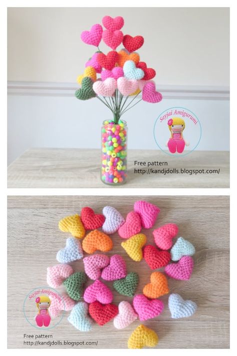 Crochet Heart Flowers Free Pattern, Amigurumi Heart Keychain, Crochet Balloon Pattern Free, Crochet Heart Bouquet Pattern, Crochet Heart Amigurumi Free Pattern, Small Heart Crochet Pattern, Heart Amigurumi Free Pattern, Free Valentines Crochet Patterns, Crochet Heart Pattern Free Simple