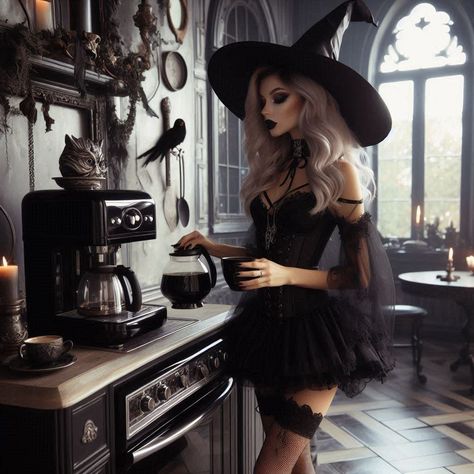 Witch Picnic, Green Witch Aesthetic Fashion, Witchy Artwork, Green Witch Aesthetic, Candy Photoshoot, Halloween Makeup Witch, Halloween Tights, Steampunk Couture, Witch Pictures